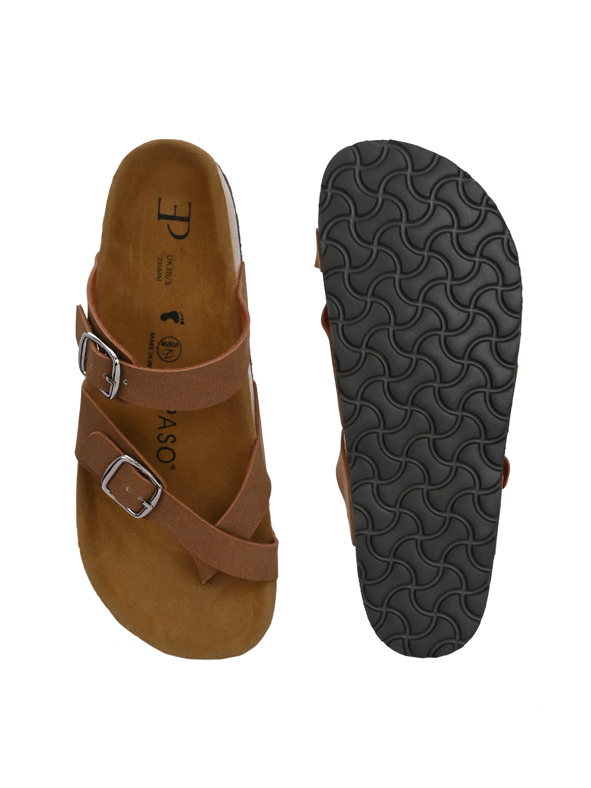 Elegant Tawny Leather Slide For Women