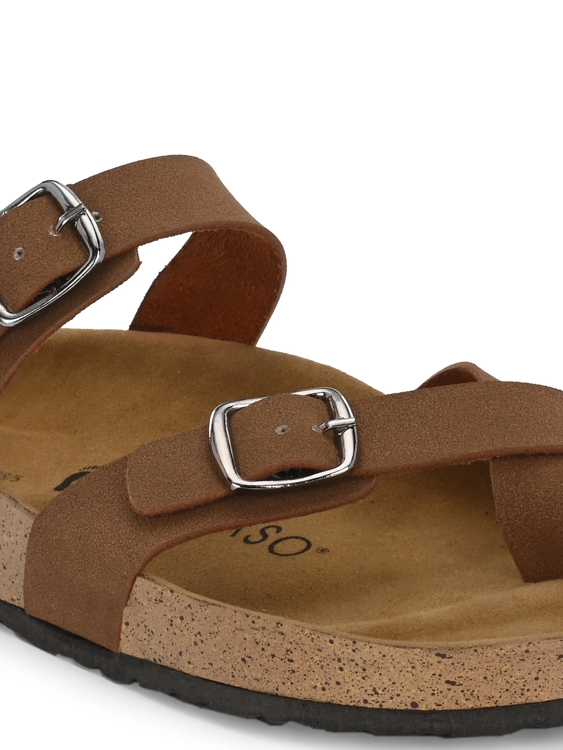 Elegant Tawny Leather Slide For Women