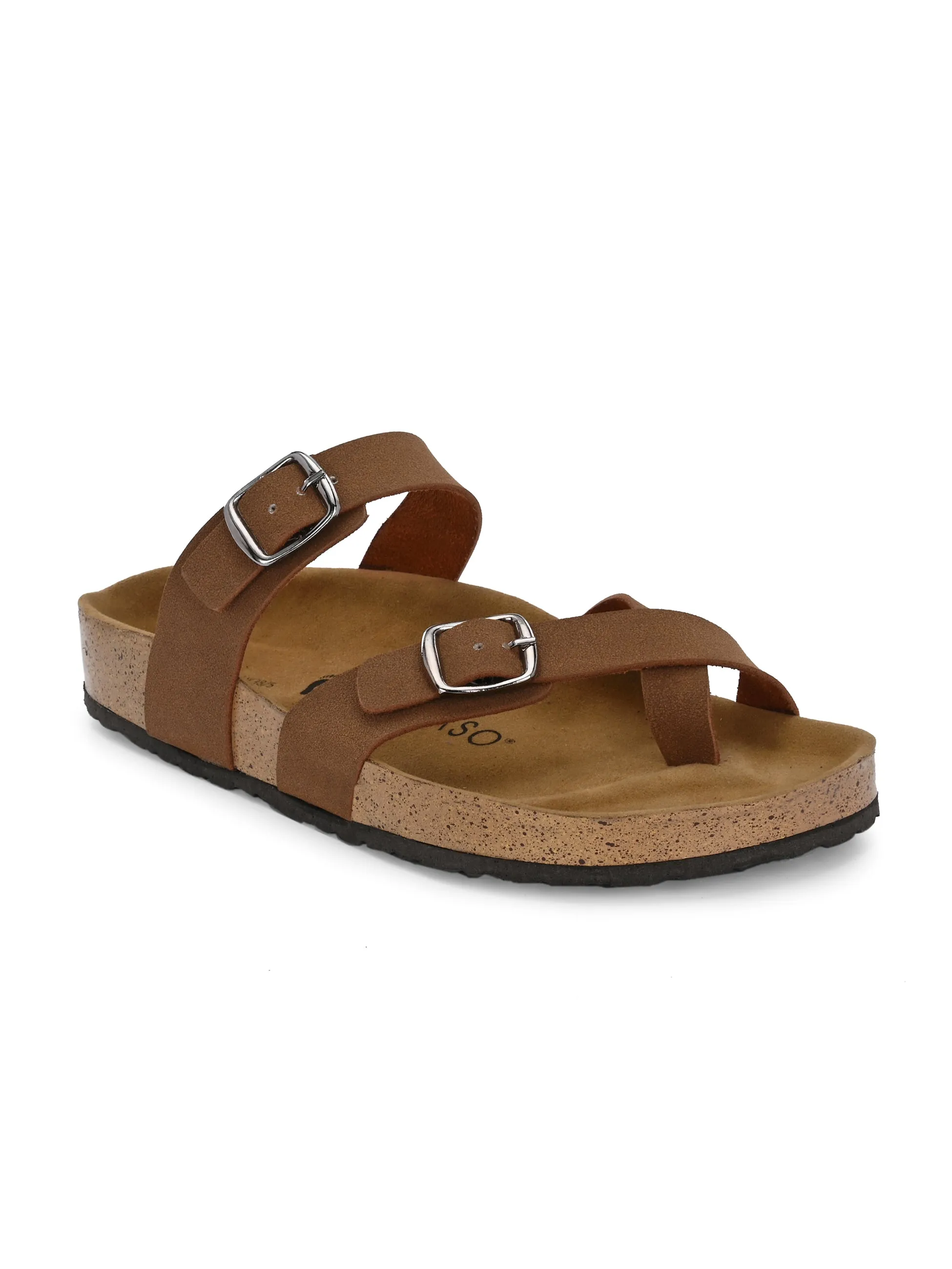 Elegant Tawny Leather Slide For Women