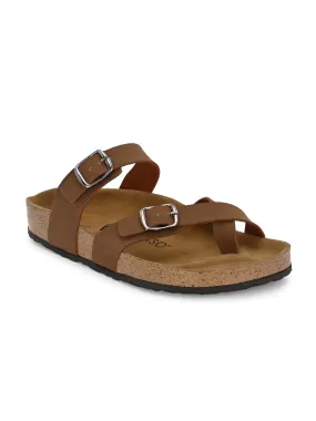 Elegant Tawny Leather Slide For Women
