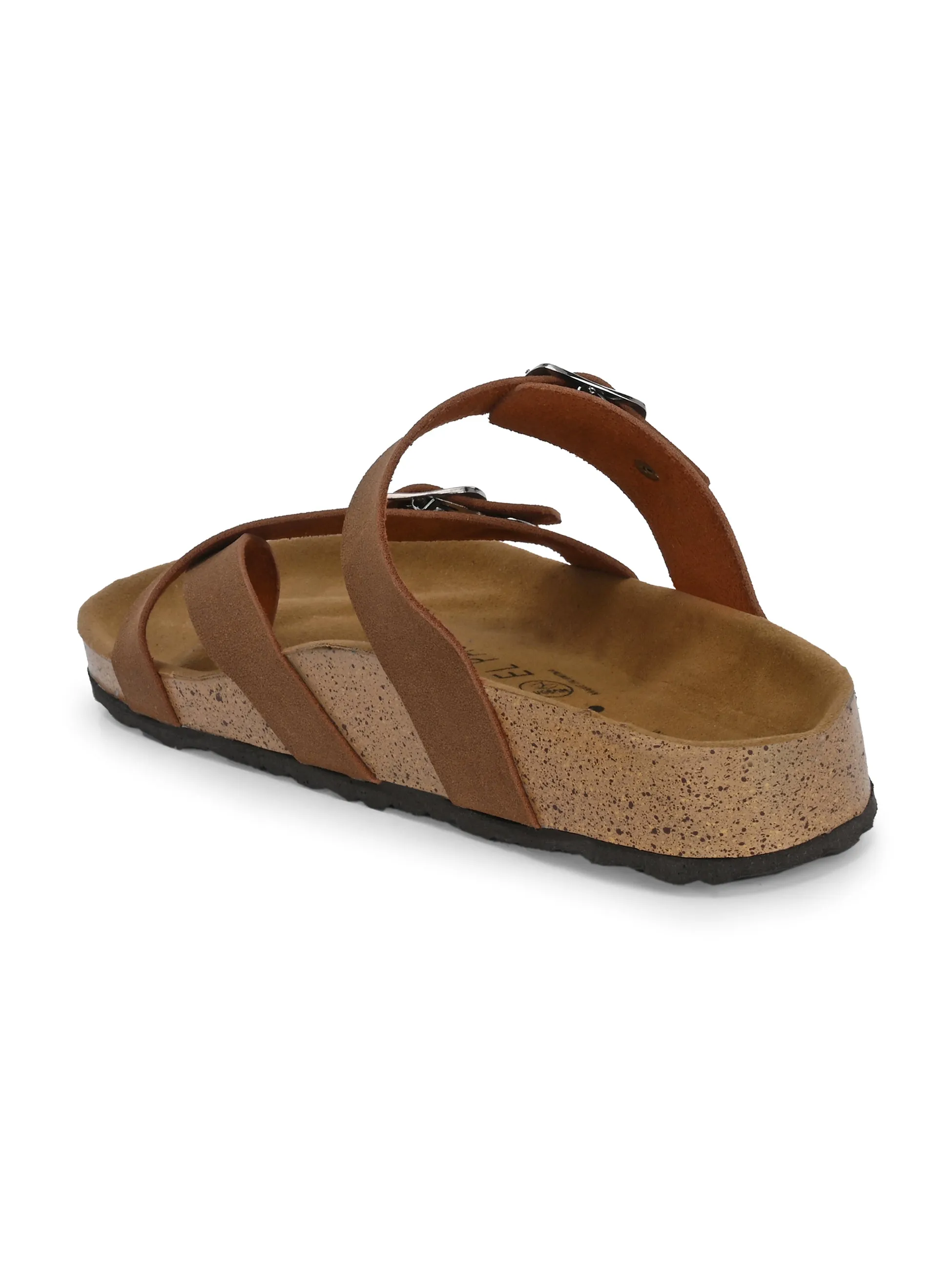 Elegant Tawny Leather Slide For Women