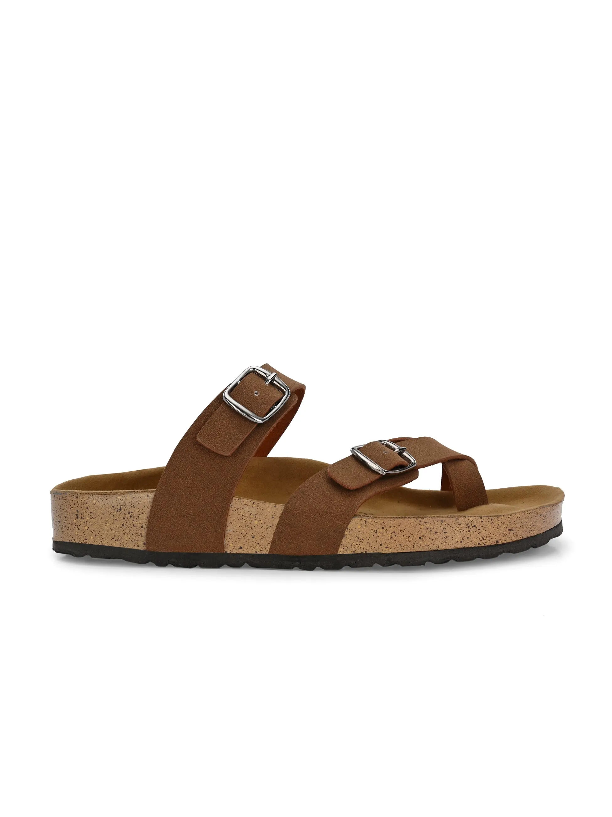 Elegant Tawny Leather Slide For Women