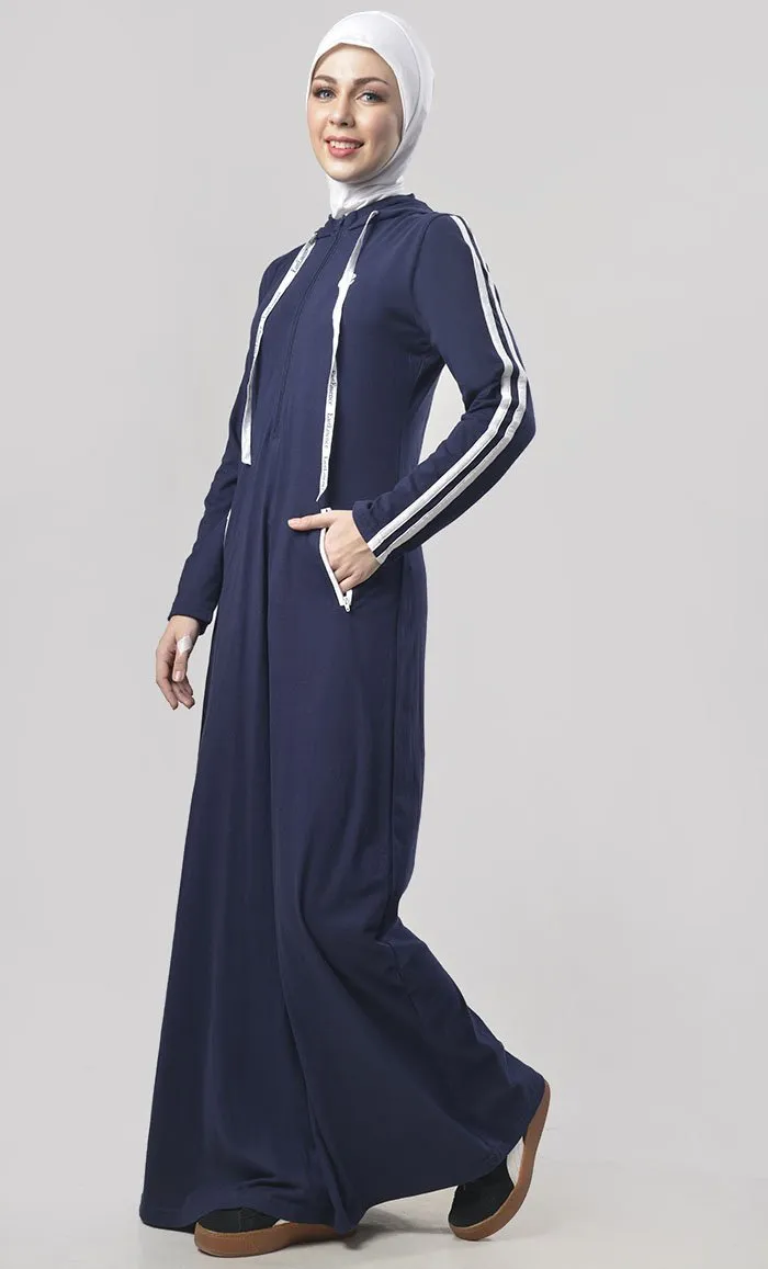 Everyday Navy Jersey Sportswear Abaya Dress - Final Sale