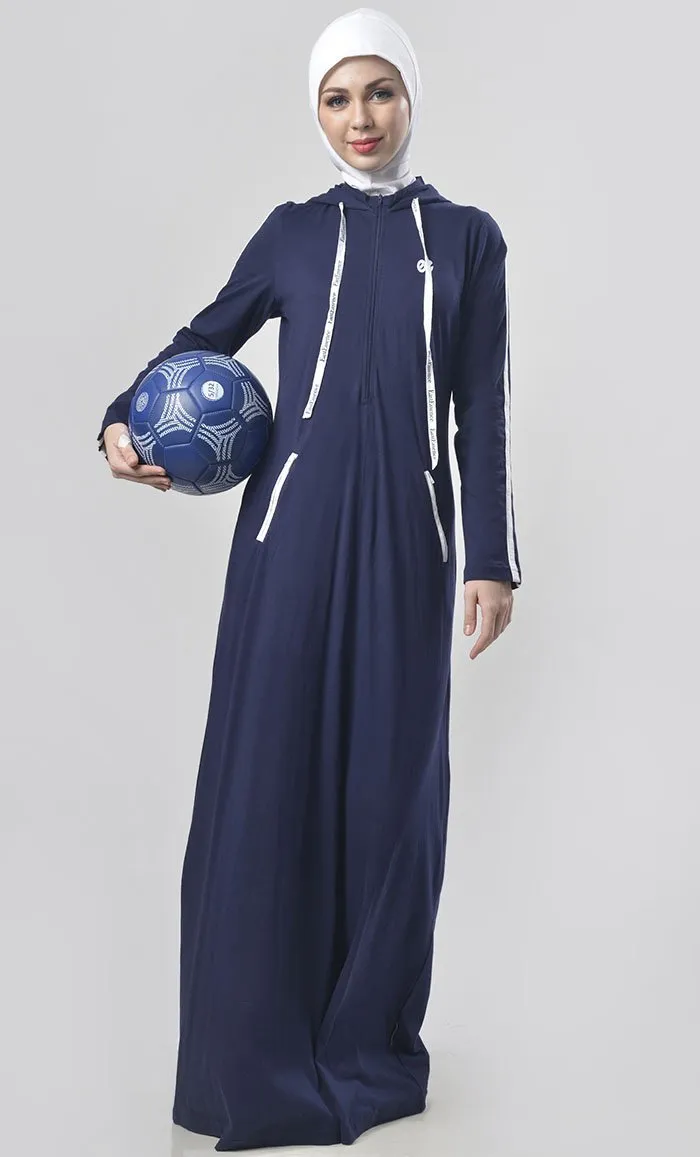 Everyday Navy Jersey Sportswear Abaya Dress - Final Sale