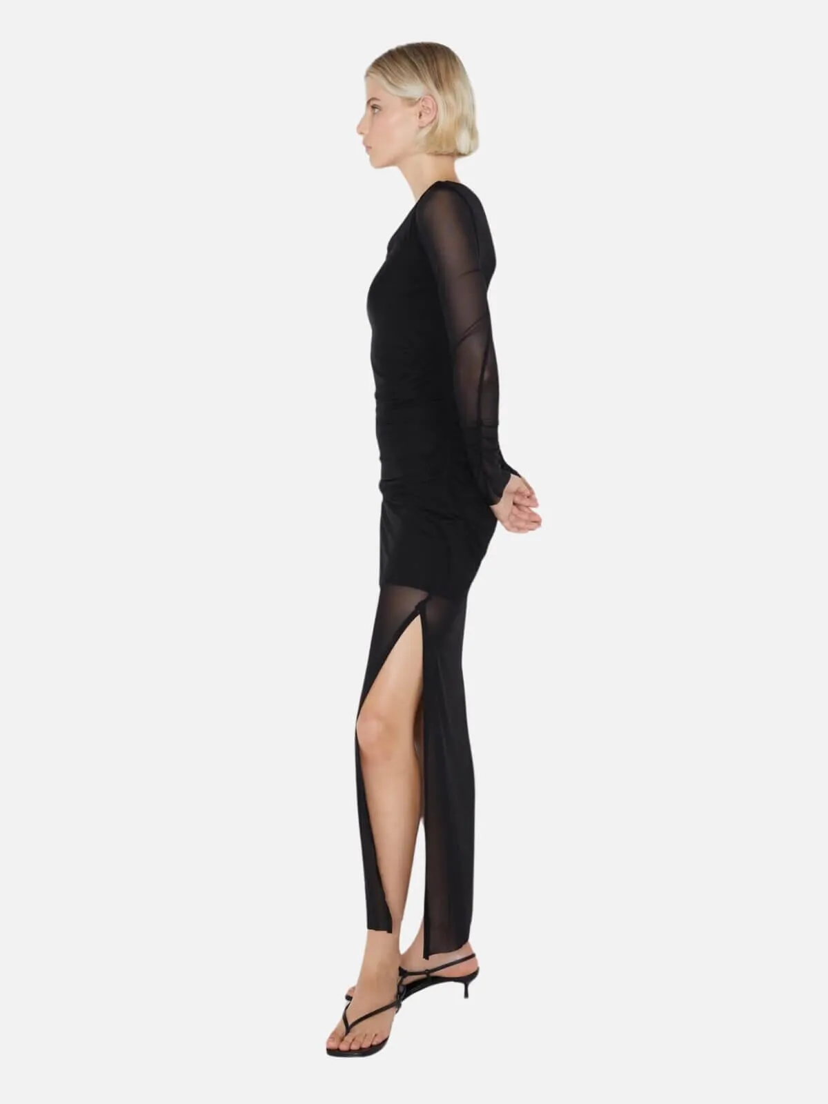 Fae Asym Long Sleeve Dress - Black