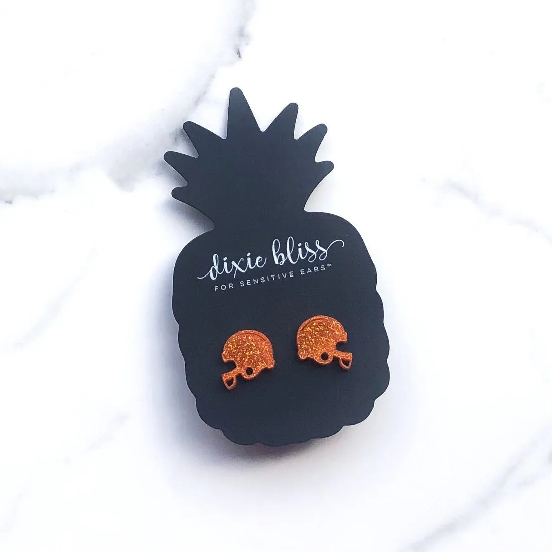 Football Helmet Studs in Orange Glitter