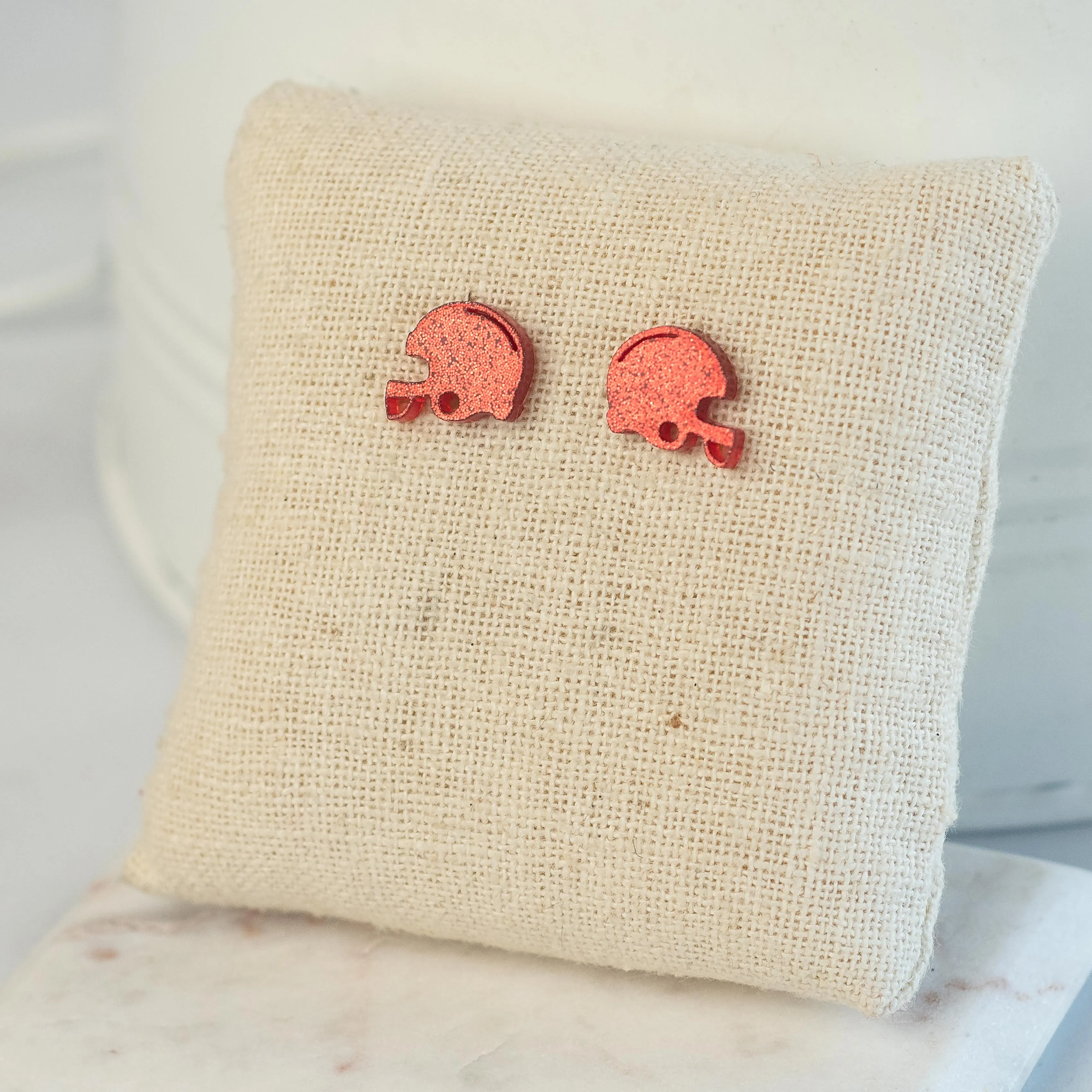 Football Helmet Studs in Red Glitter