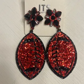 Glitter Red Football Earrings