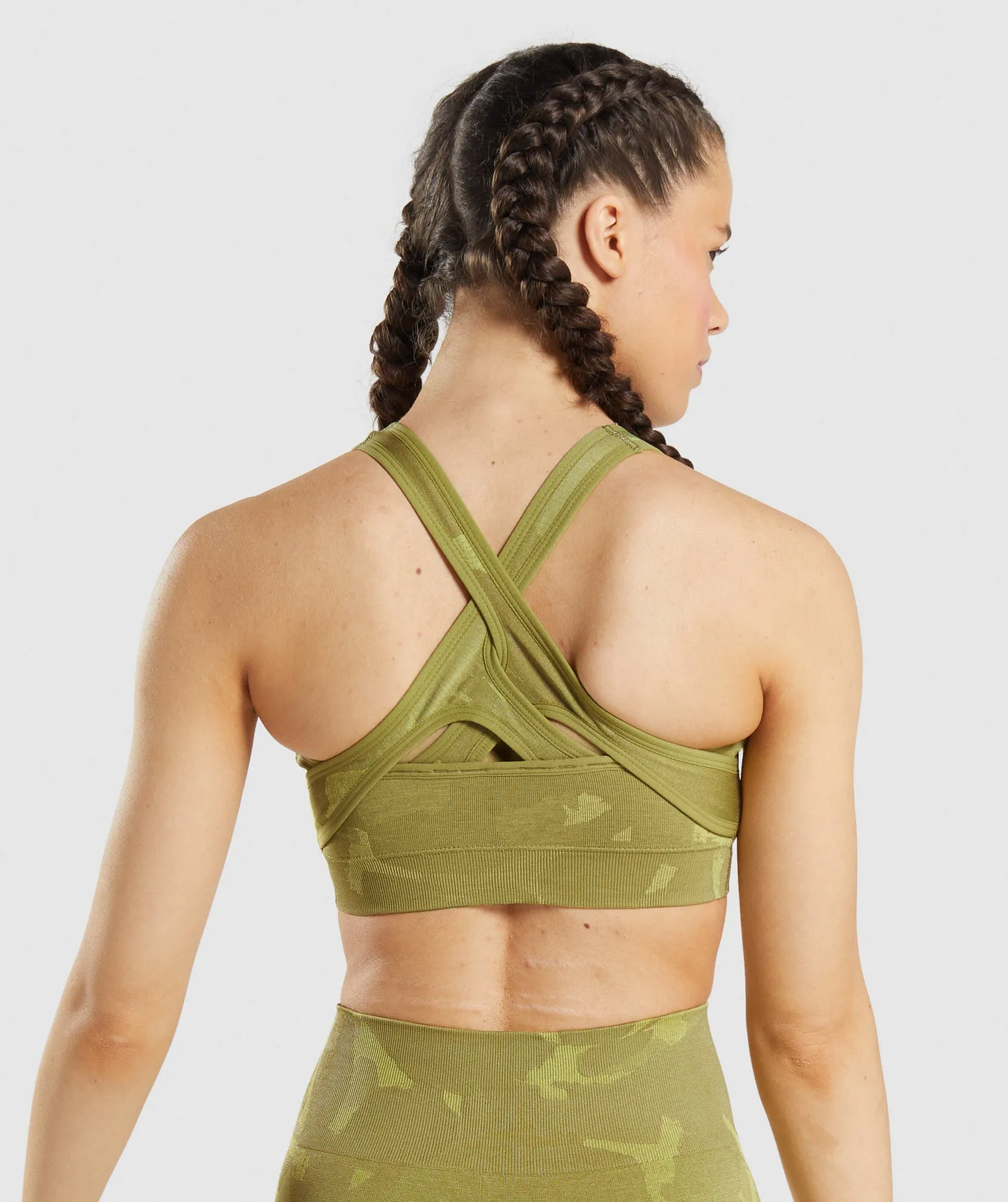 Gymshark Adapt Camo Seamless Sports Bra - Savanna | Griffin Green