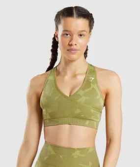 Gymshark Adapt Camo Seamless Sports Bra - Savanna | Griffin Green