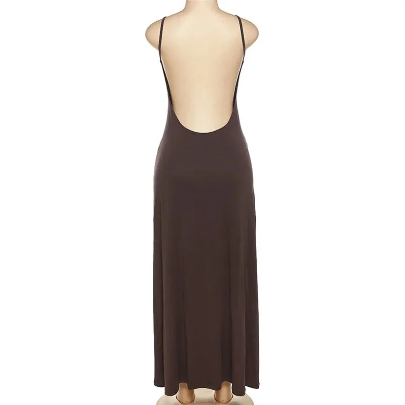 hirigin Women Cutout Backless Maxi Dress Sexy Sleeveless Split Cocktail Dresses Bodycon Spaghetti Strap Long Dress Party