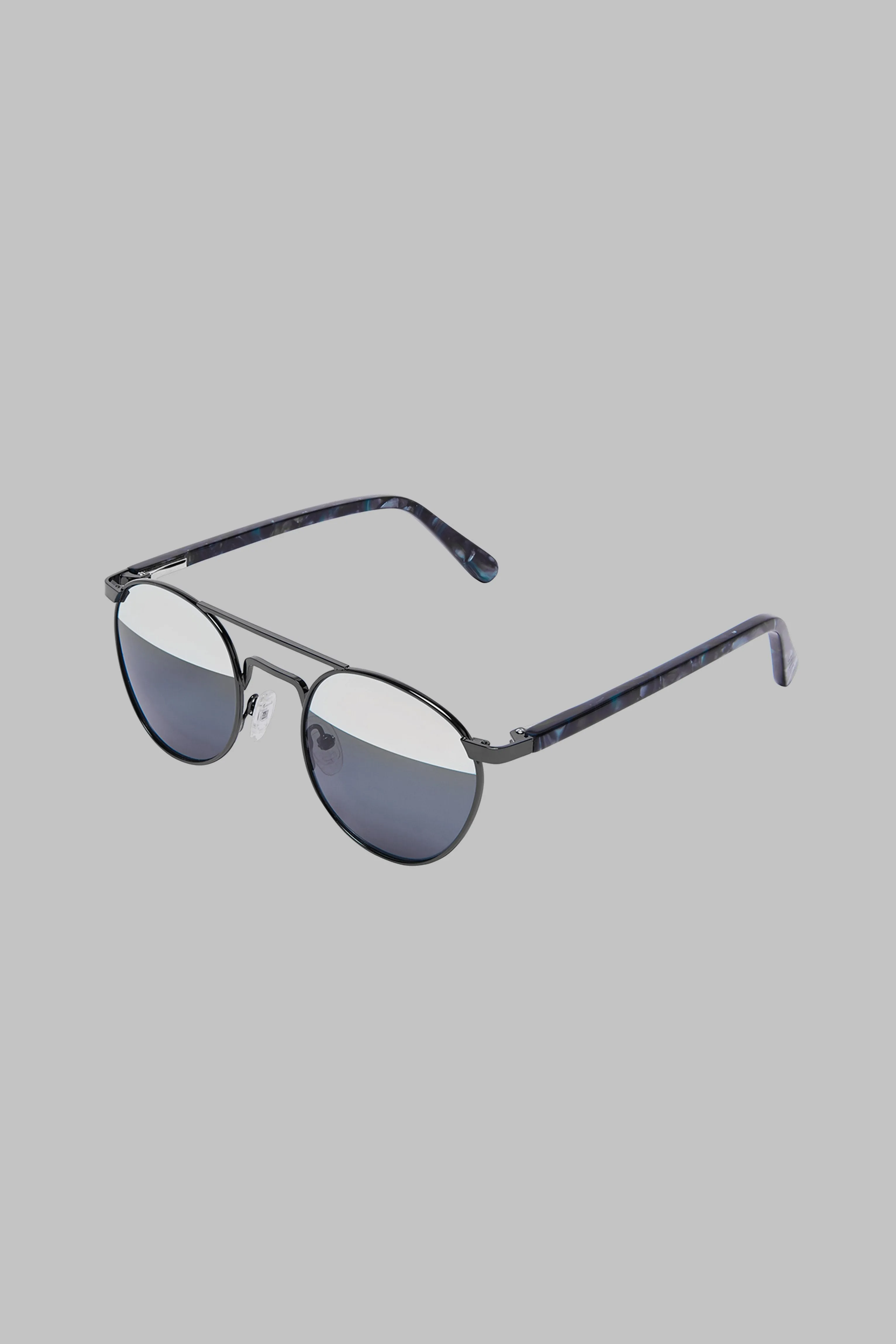 Incognito 2: Round-Frame Gunmetal-Tone Metal Split-Mirrored Sunglasses