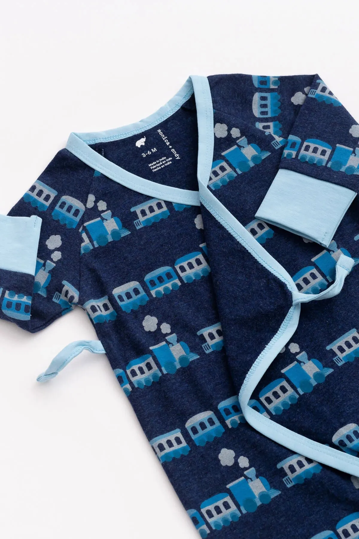 Kimono Tie One-Piece_Blue Trains