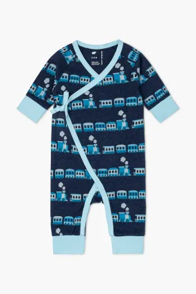 Kimono Tie One-Piece_Blue Trains