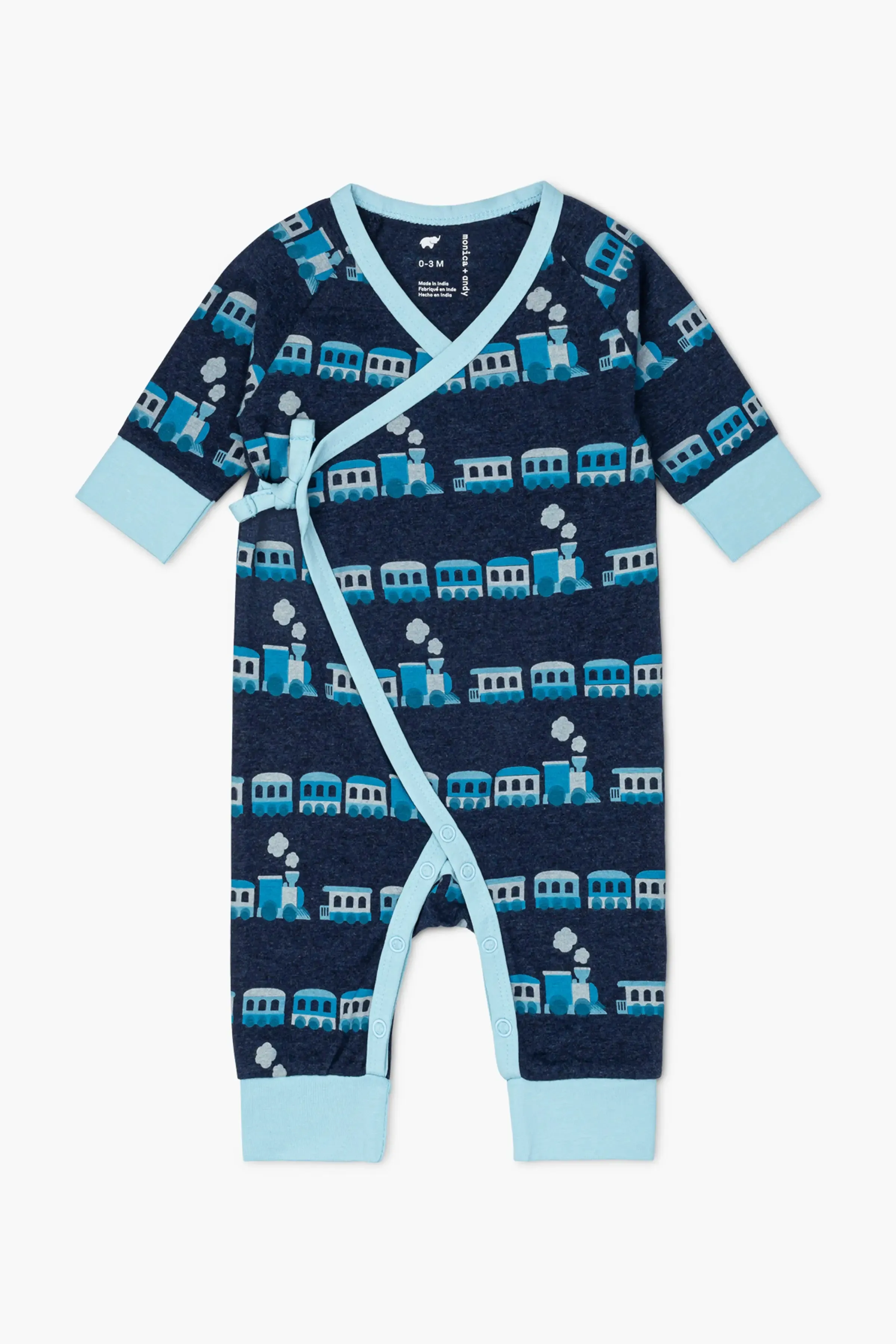 Kimono Tie One-Piece_Blue Trains