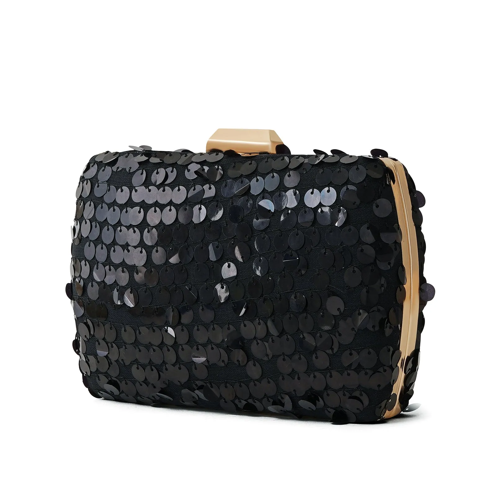 Luana Black Sequin Clutch