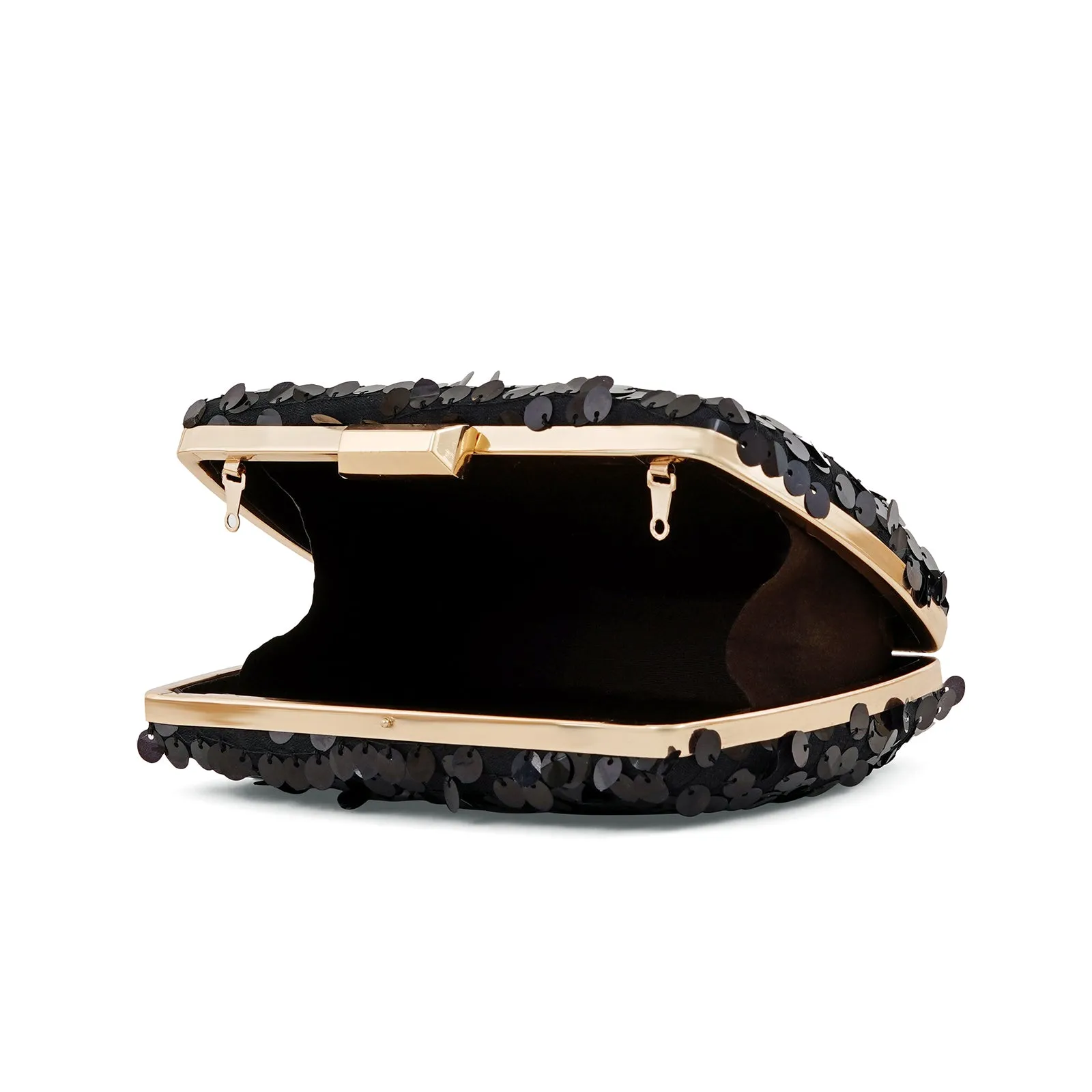 Luana Black Sequin Clutch