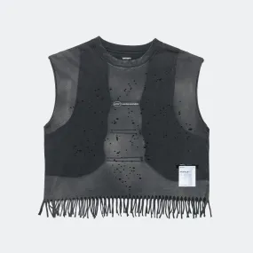 Mens MothTech™ Fringe Muscle Tank - Sun Beached Black