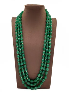 Multilayered Semi Precious Green Jade Beads Necklace For Men And Women