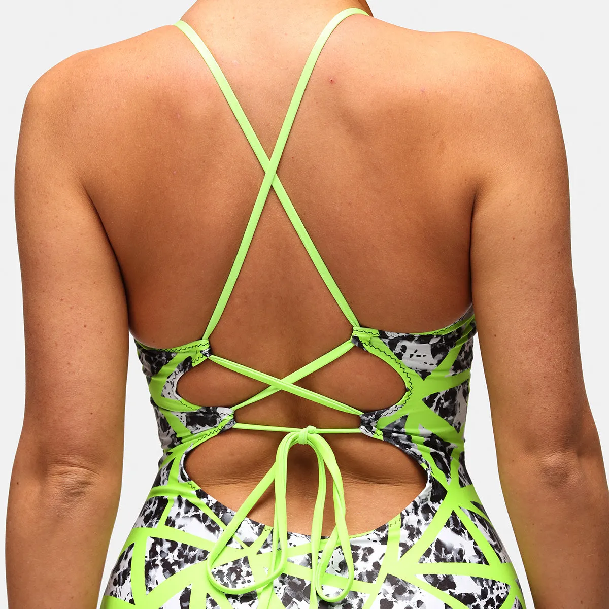 Neon Web Crossover Swimsuit