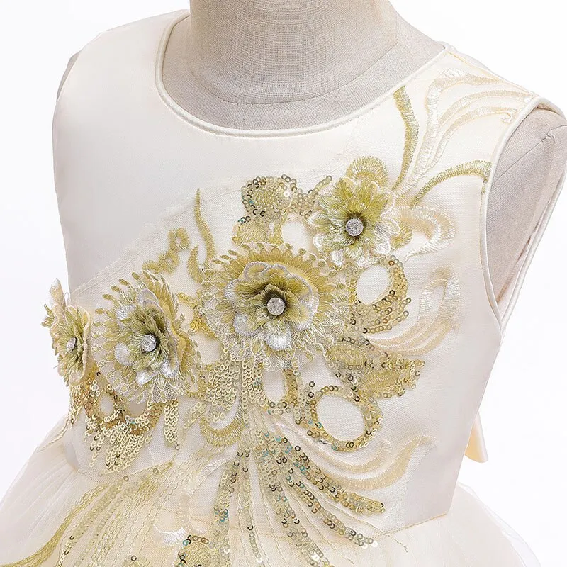 New Sequin Embroidery Children's Evening Dress