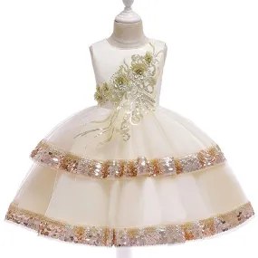 New Sequin Embroidery Children's Evening Dress
