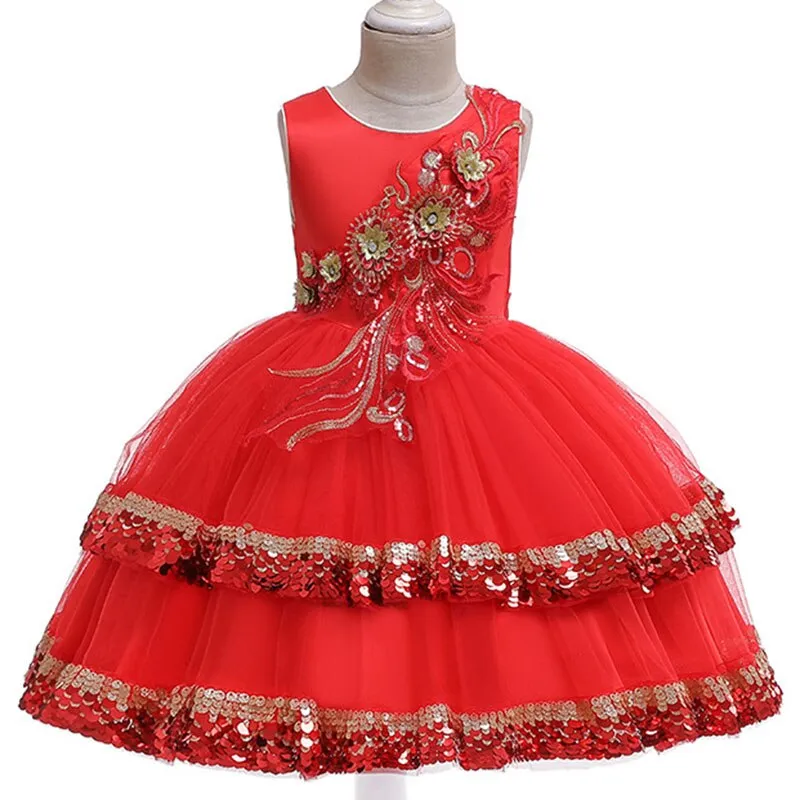New Sequin Embroidery Children's Evening Dress
