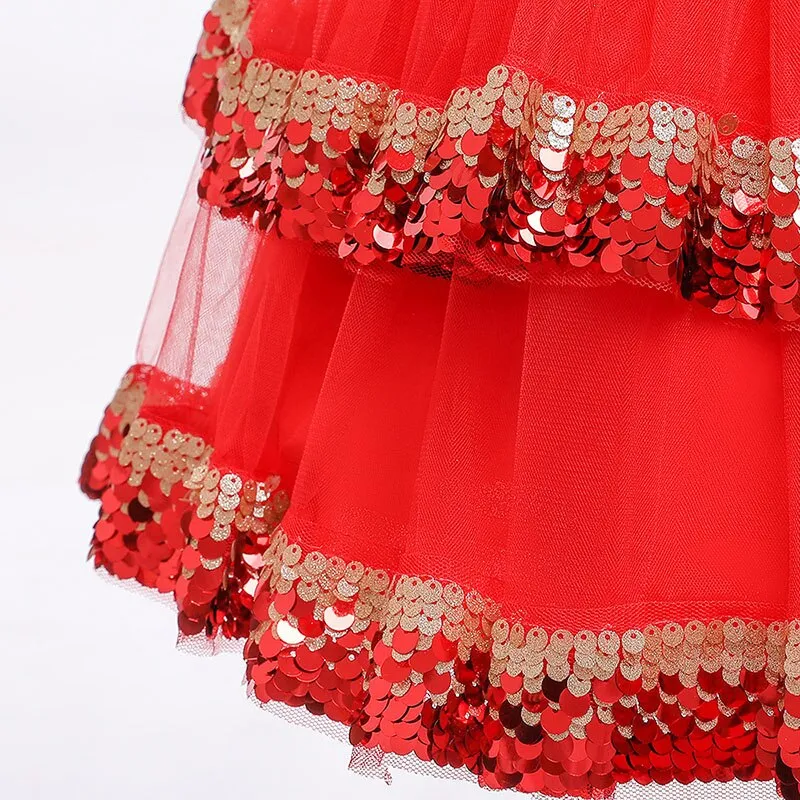 New Sequin Embroidery Children's Evening Dress