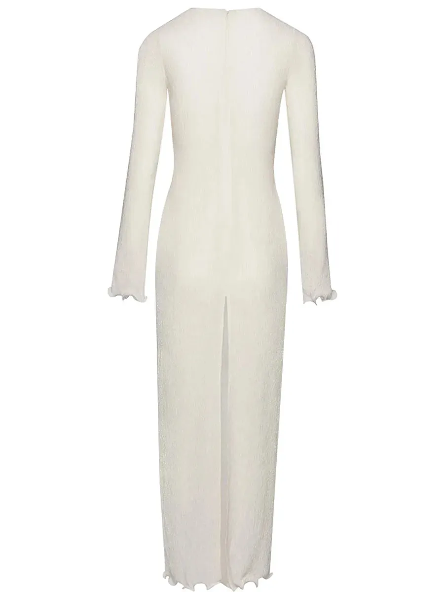 Newest Arrival Women Long Dress Long Sleeve Slit Dress Flower Slim Fit Cocktail Dress for Party Evening