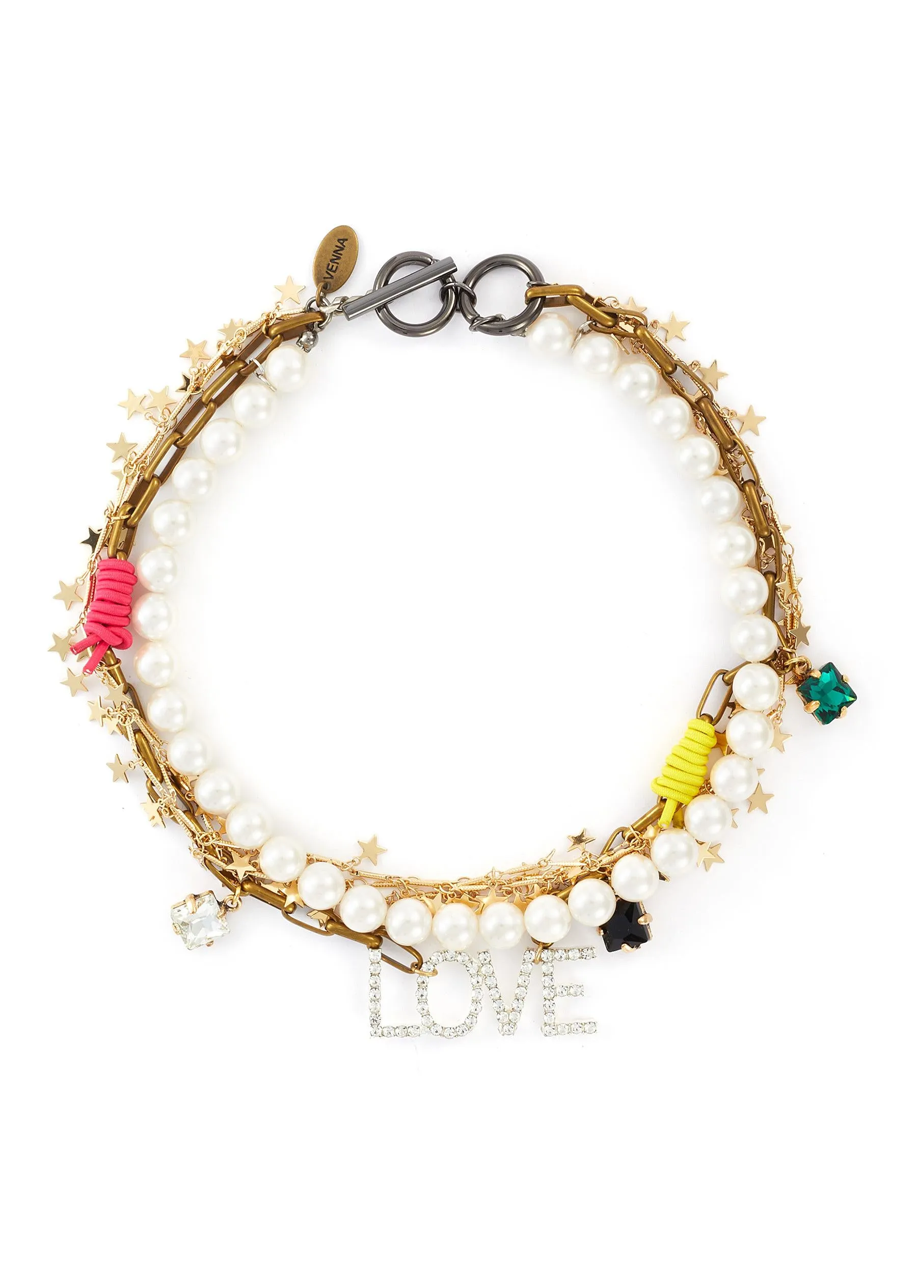 PEARL CHAIN LAYERED LOVE NECKLACE