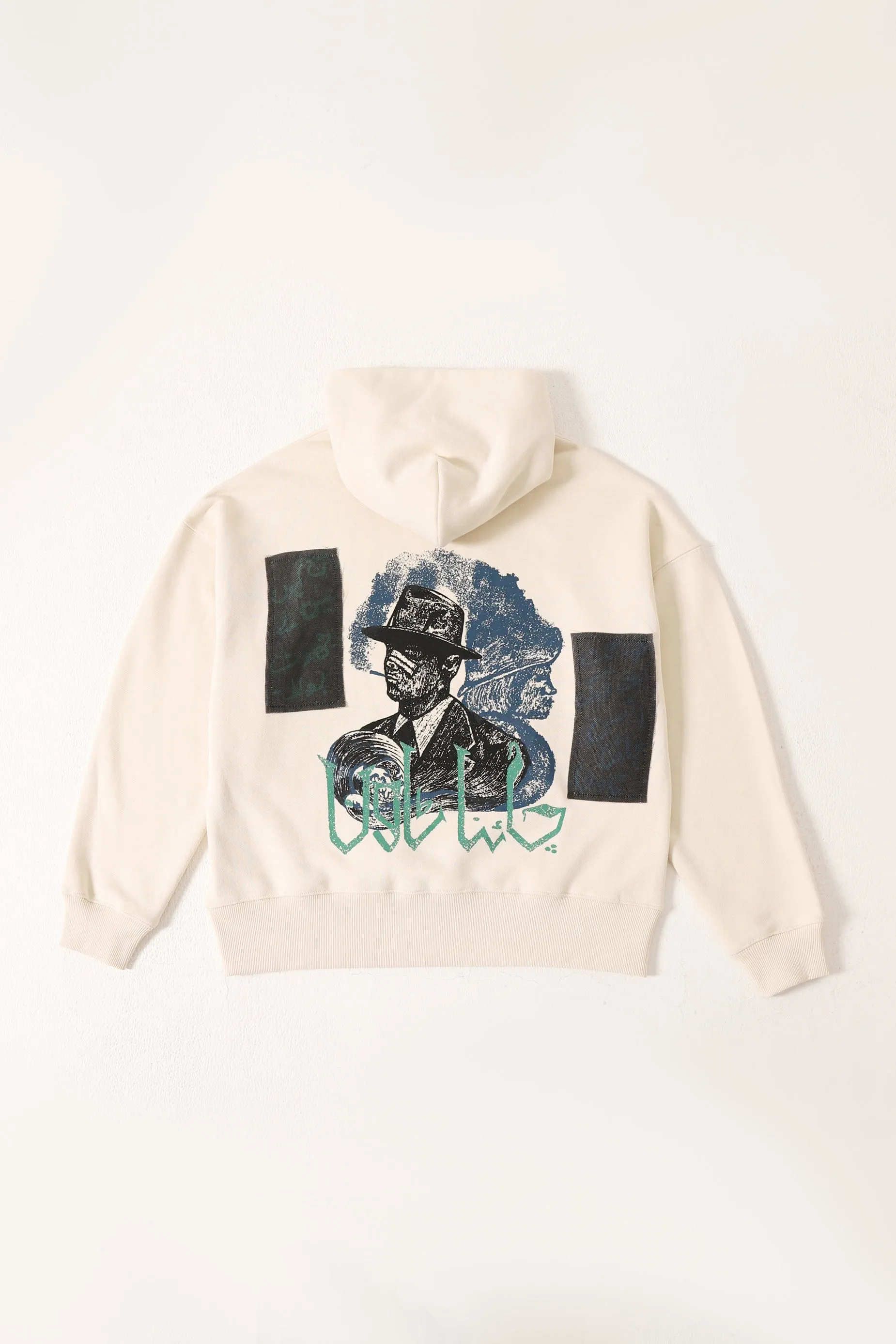 "CHINATOWN" PRINTED BEIGE HOODIE