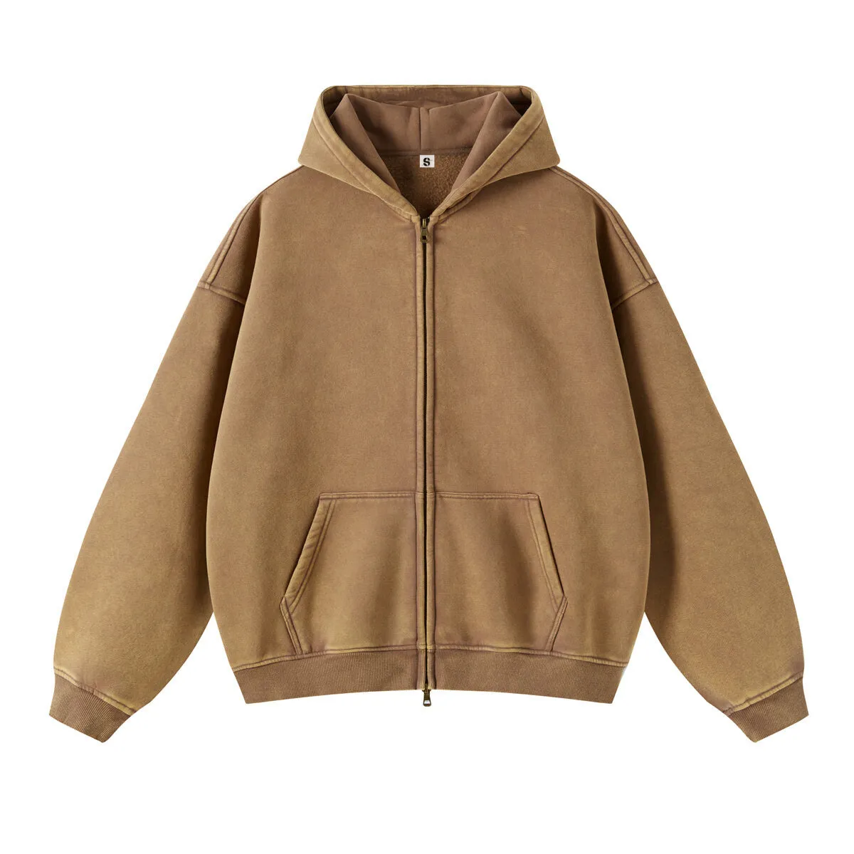 Retro Essence | Washed Oversized Zip-Up Hoodie
