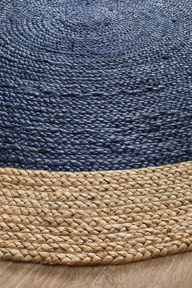 Round Jute Navy Rug