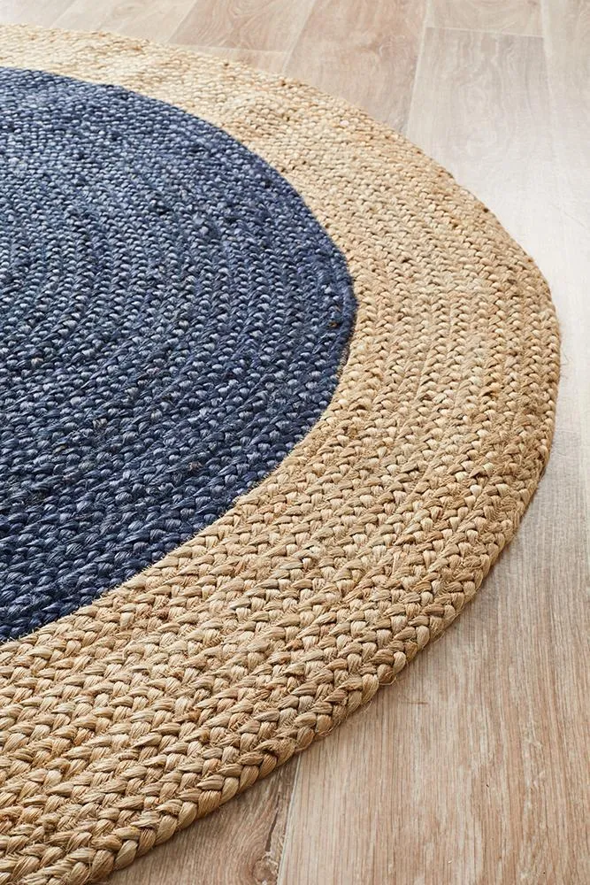 Round Jute Navy Rug