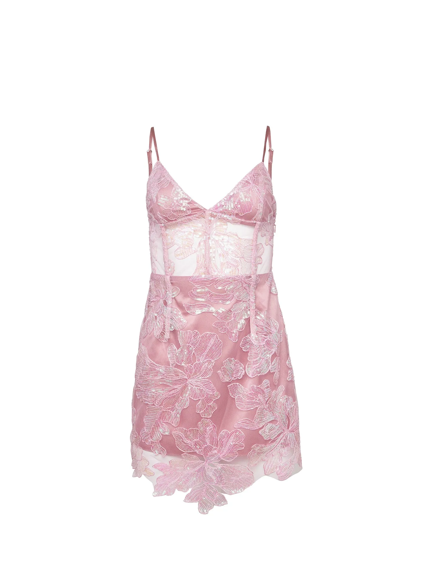 Sequin Floral Embroidered Mini Dress