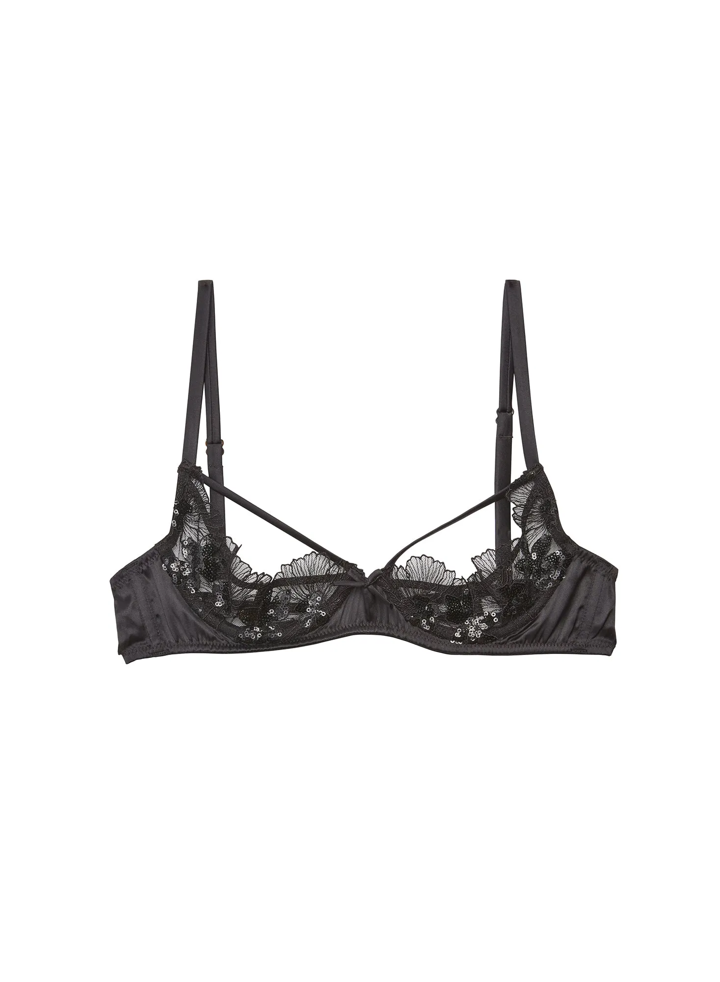 Sequin Violet Embroidery Ouvert Bra