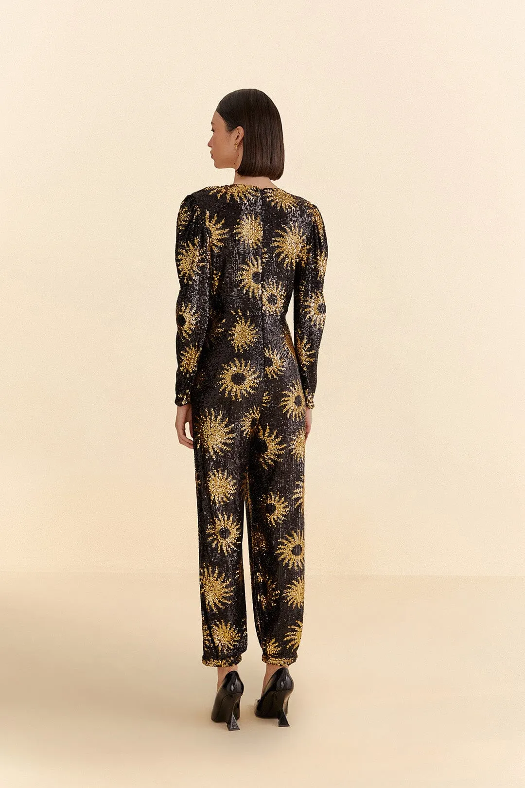 Sunny Mood Sequin V Neck Jumpsuit