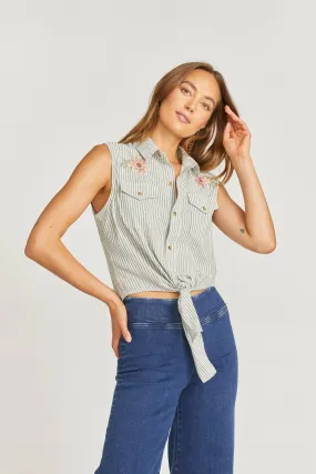 Tie Front Top - Spring Neptune