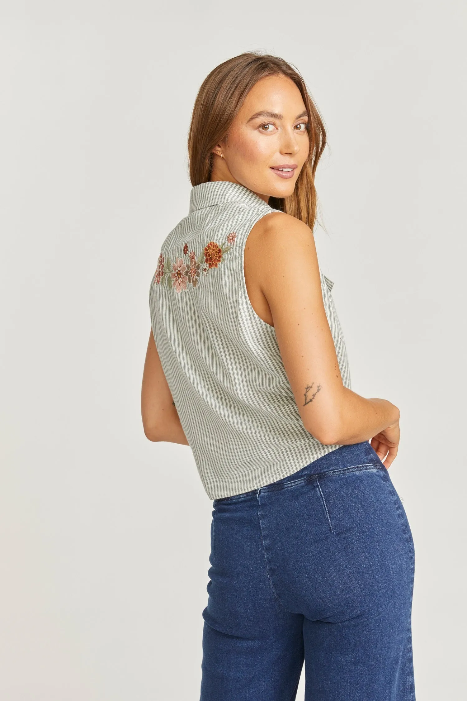 Tie Front Top - Spring Neptune