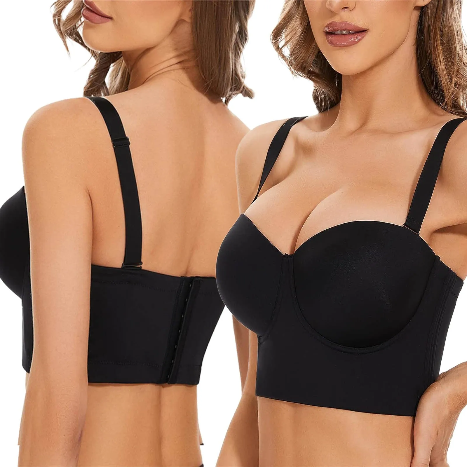 Women Low Back Anti Slip Strapless Bra Longline Multi Way Push Up Bra - bucketstores.com