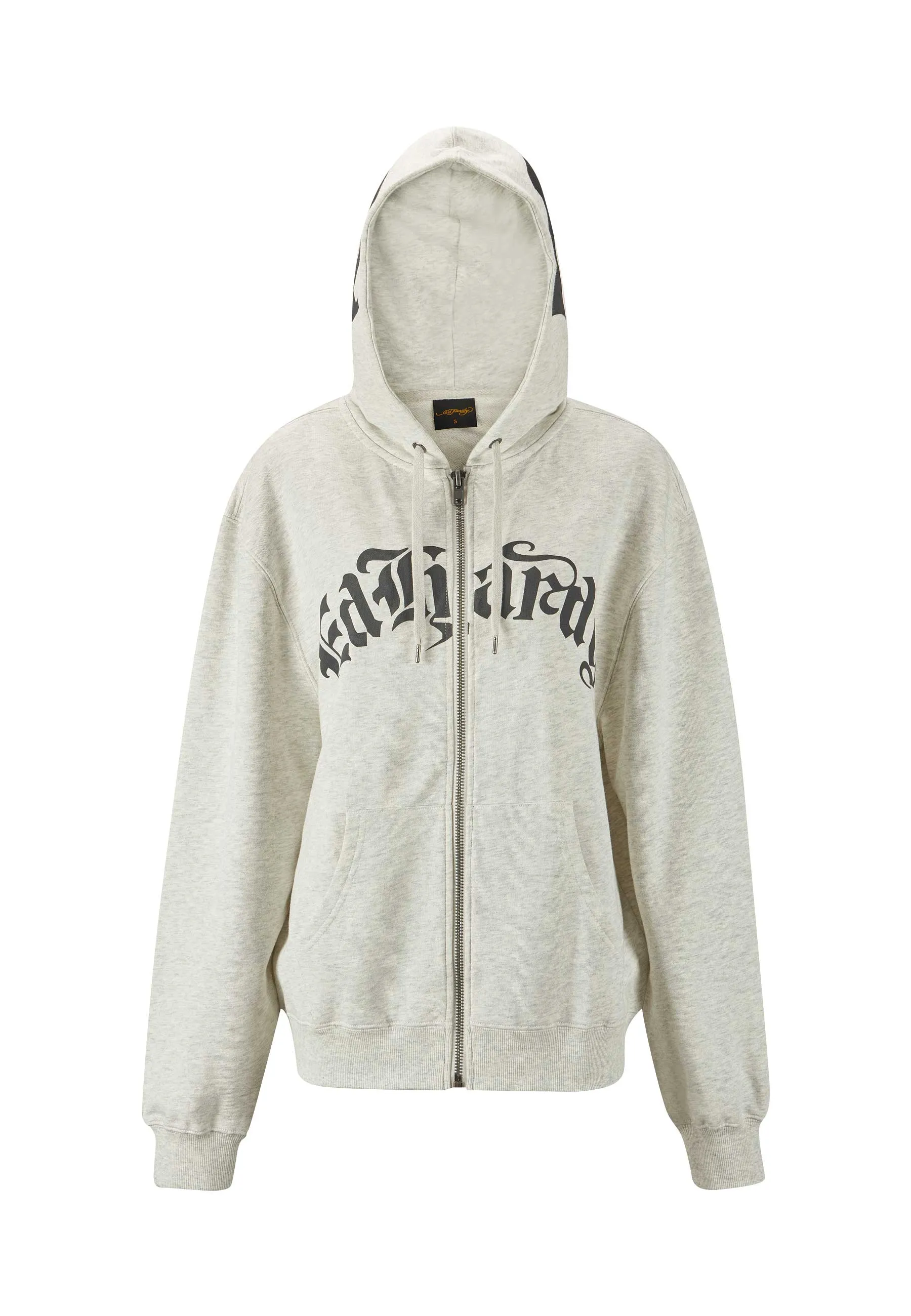 Womens Dragon Rose Zip Through Hoodie - Beige Marl